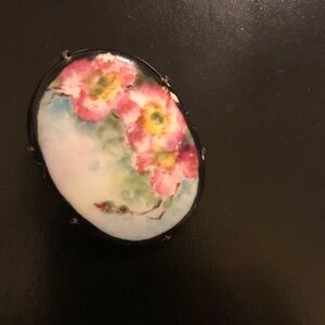 Vintage Hand-Painted Floral Brooch